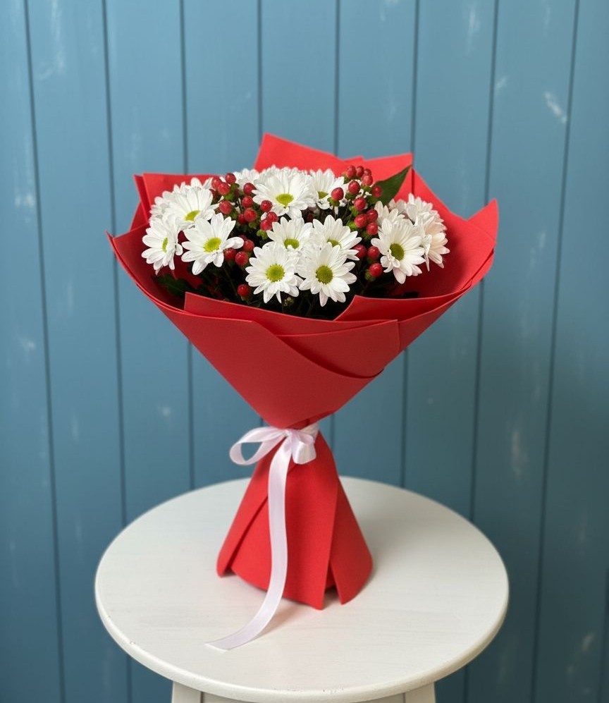 Букет ягоды на снегу в Первомайской Букет цветов из: Хризантемы в Первомайской