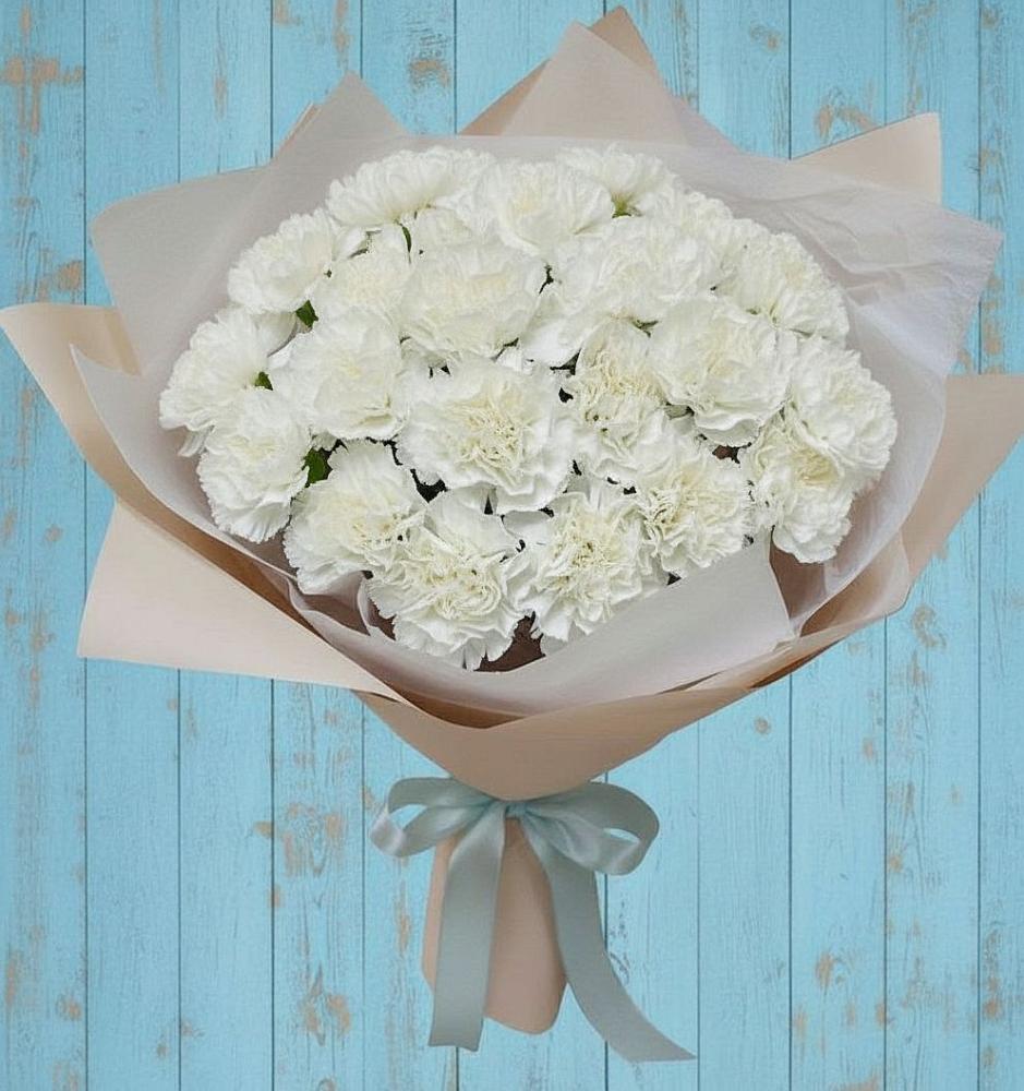 Букет Хрустальное утро в Первомайской Букет цветов из: Гвоздики в Первомайской