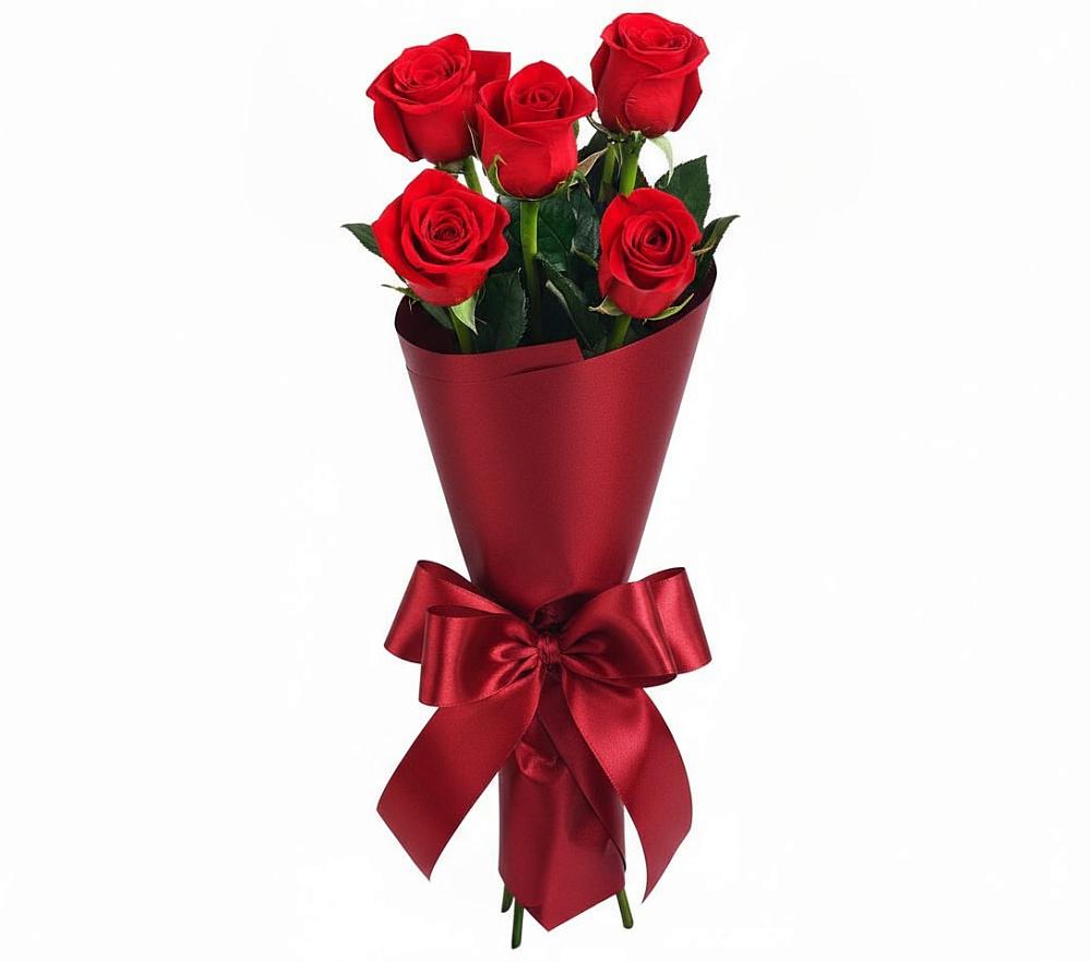 5 Красных роз Эдлесс Лав в Первомайской Букет 5 Красных роз Эдлесс Лав в Первомайской