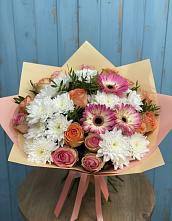 Букет гармония природы в Первомайской Букет цветов из:  Розы, Герберы и Хризантемы в Первомайской