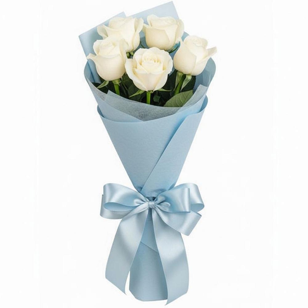 5 Белых роз Проуд в Первомайской Букет 5 Белых роз Проуд в Первомайской