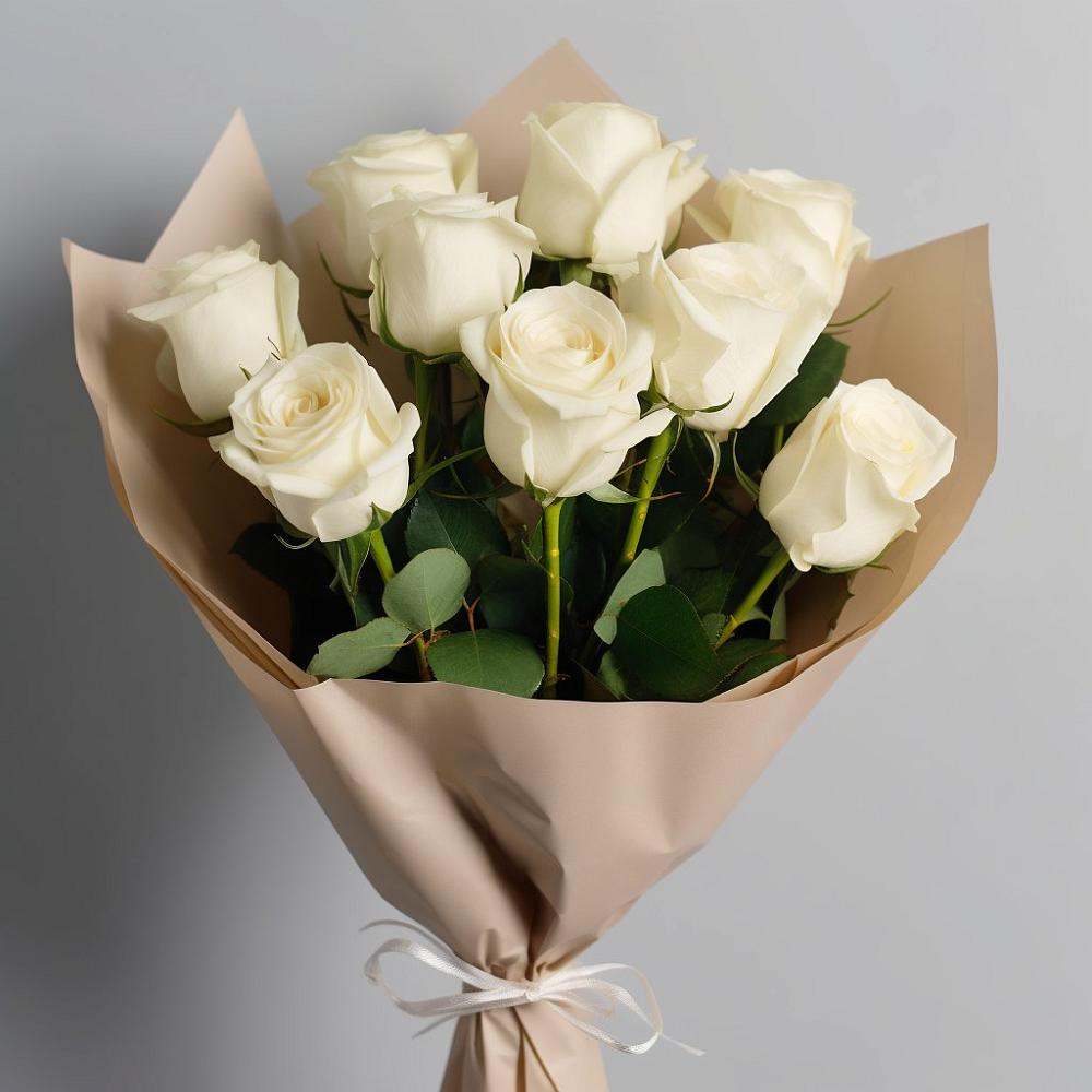 9 Белых роз Эдлесс Лав в Первомайской Букет 9 Белых роз Эдлесс Лав в Первомайской