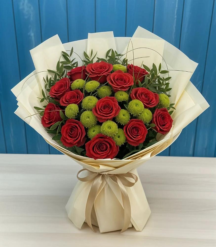 Букет Стихотворение в Первомайской Букет цветов из: Розы и Хризантемы в Первомайской