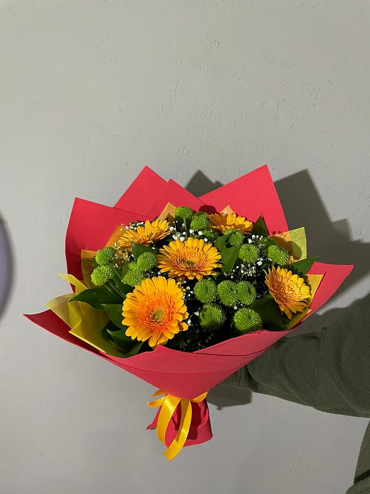 Букет восход солнца в Первомайской Букет цветов из: Герберы и Хризантемы в Первомайской