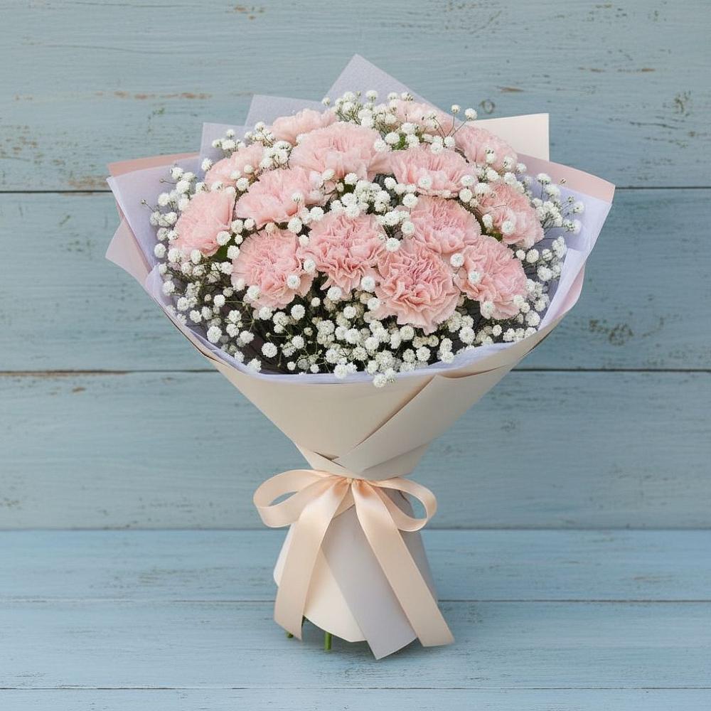 Букет Нежность рассвета в Первомайской Букет цветов из: Гвоздики в Первомайской