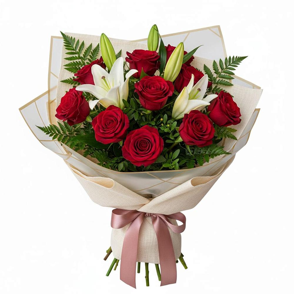 Букет высокая поэзия в Первомайской Букет цветов из: Лилии и Розы в Первомайской