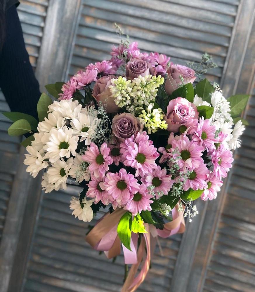 Букет Цветочный шарм в Первомайской Букет цветов из: Хризантемы и Розы в Первомайской