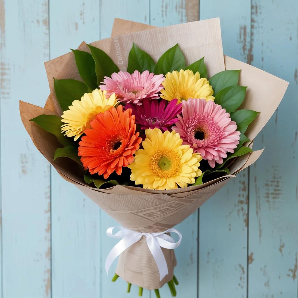 Букет яркий день в Первомайской Букет цветов из: Герберы в Первомайской