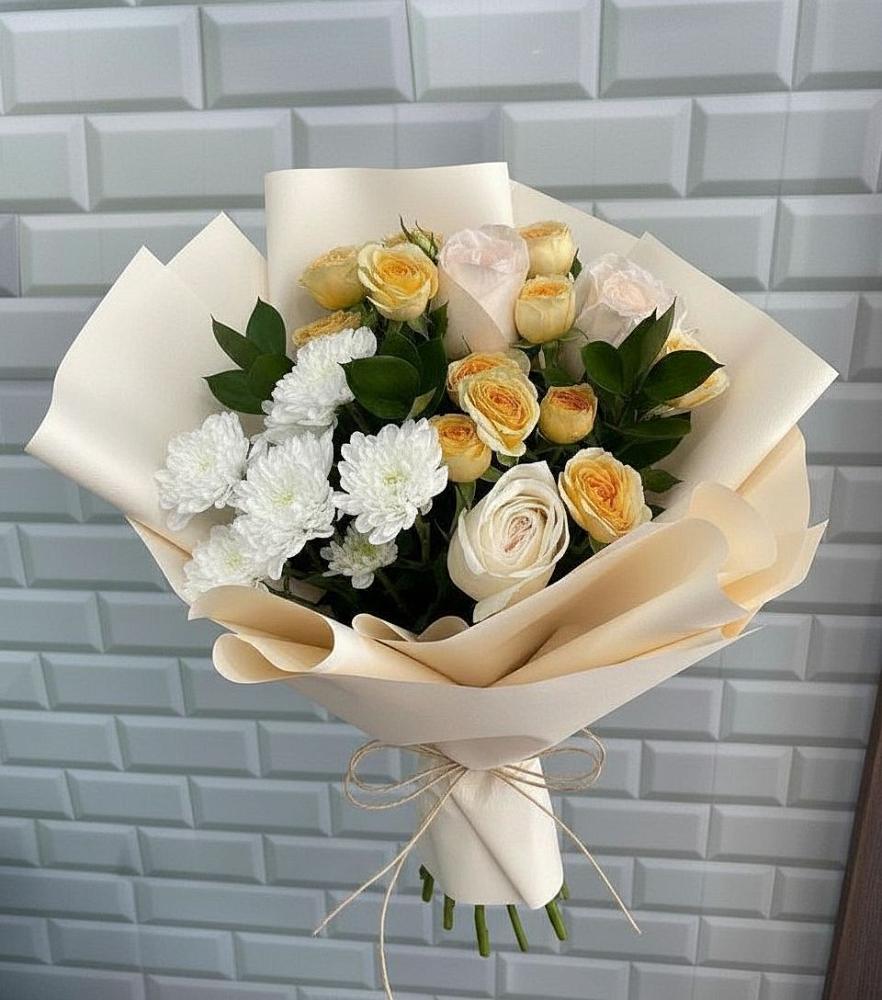 Букет цветочный вальс в Первомайской Букет цветов из: Розы и Хризантемы в Первомайской