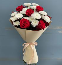 Букет романтическая гармония в Первомайской Букет цветов из:  Розы и Хризантемы в Первомайской