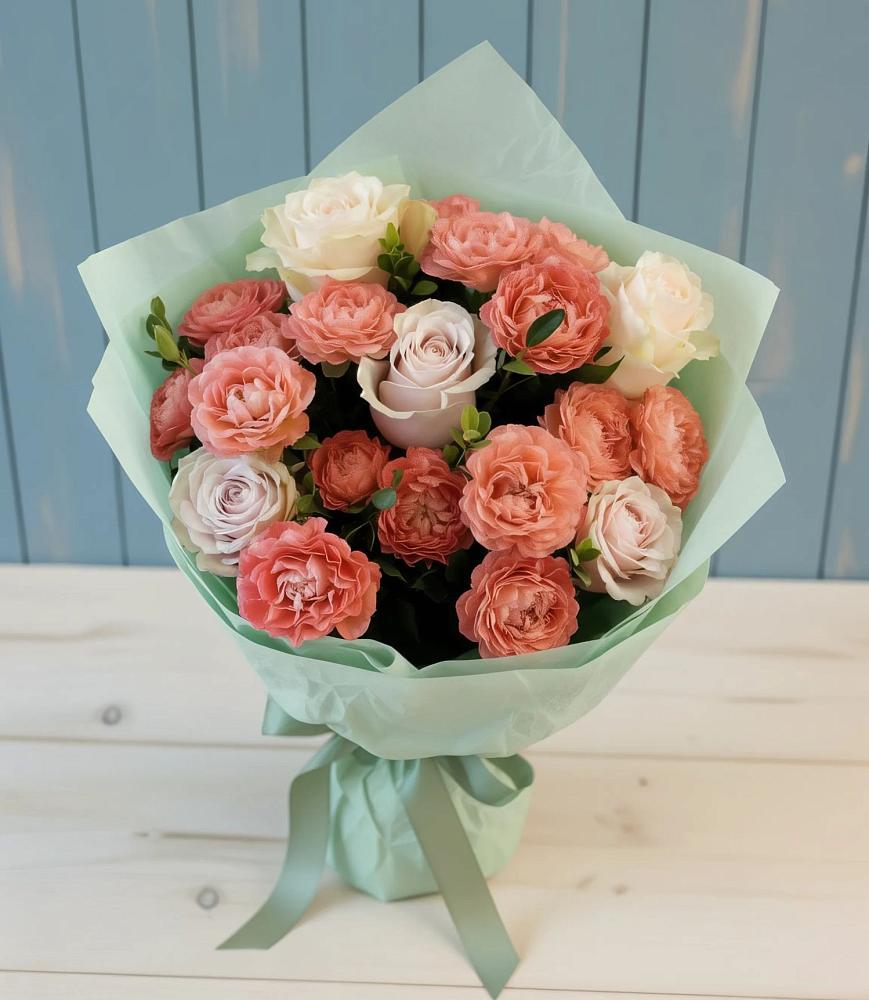 Букет влюбленный романтик в Первомайской Букет цветов из: Розы в Первомайской