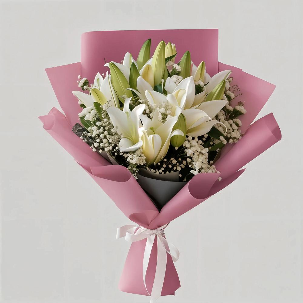 Букет Лилии в розовом в Первомайской Букет цветов из: Лилии в Первомайской