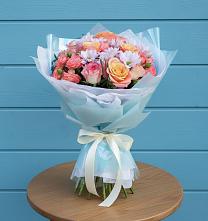 Букет Счастливые мгновение в Первомайской Букет цветов из:  Хризантемы и Розы в Первомайской