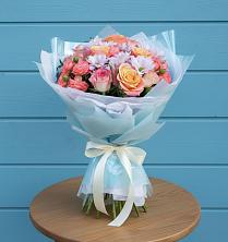 Букет Счастливые мгновение в Первомайской Букет цветов из:  Хризантемы и Розы в Первомайской